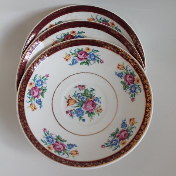 [SWINNERTONS] 3-Piece 22k Gold Tudor Rose Bowls/Saucers (Staffordshire, England) - Picture 10 of 14